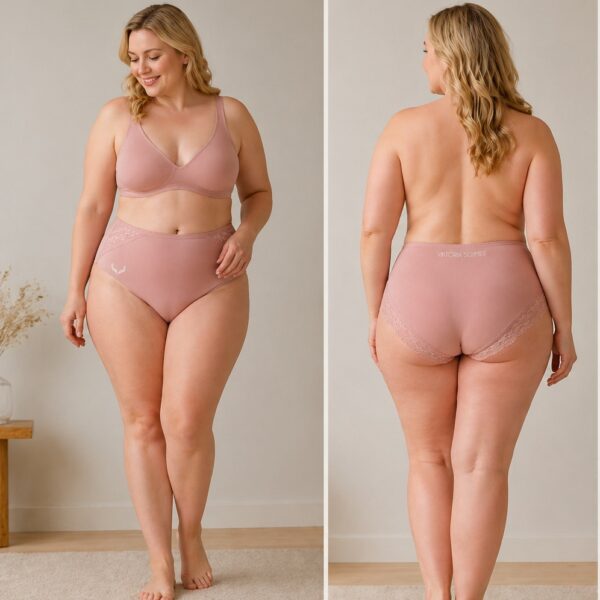 Puuvillased high-waist pitsiga püksikud Mira L-XL